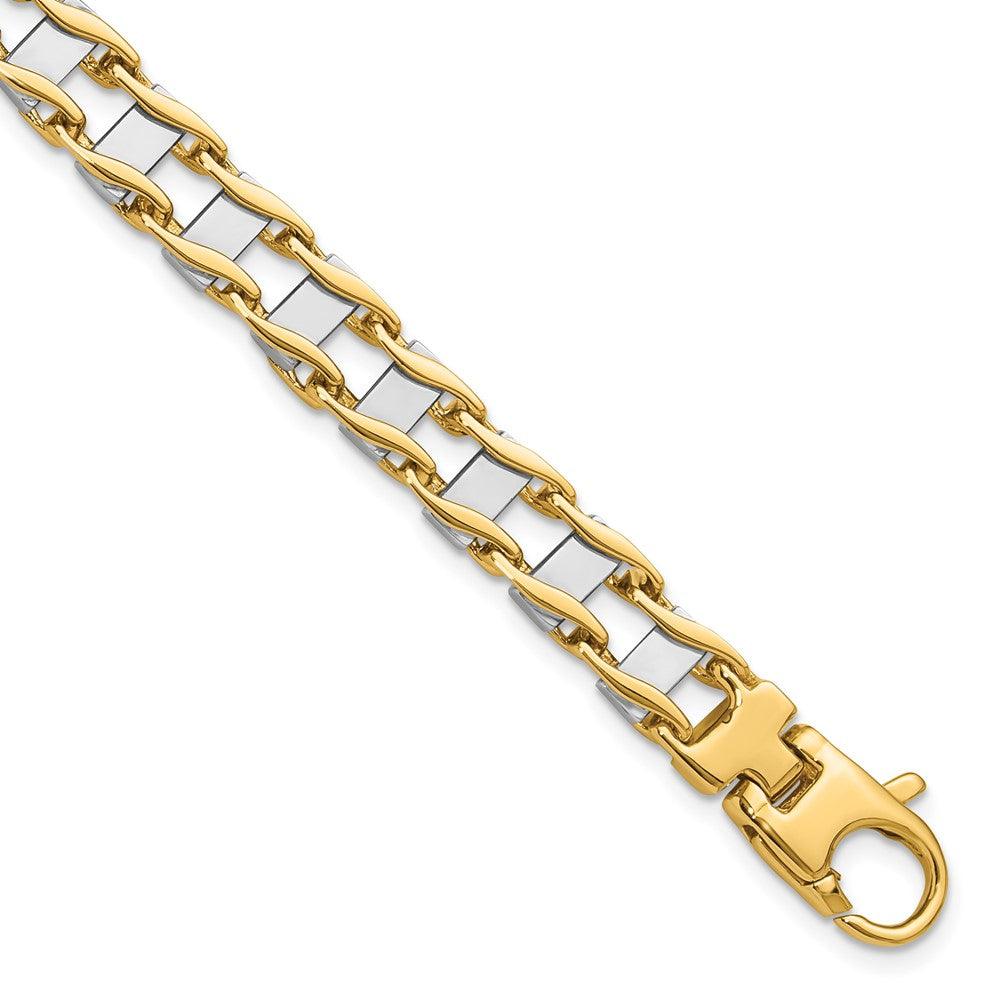 14k Two-tone 7.5 mm Hand-polished Fancy Link Bracelet (34.5 grams)