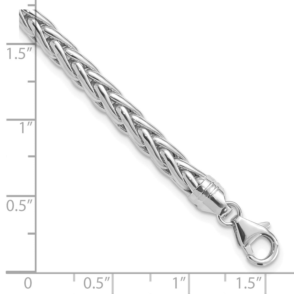 14k White Gold 5 mm White Polished in Wheat Chain Bracelet (8.62 grams)