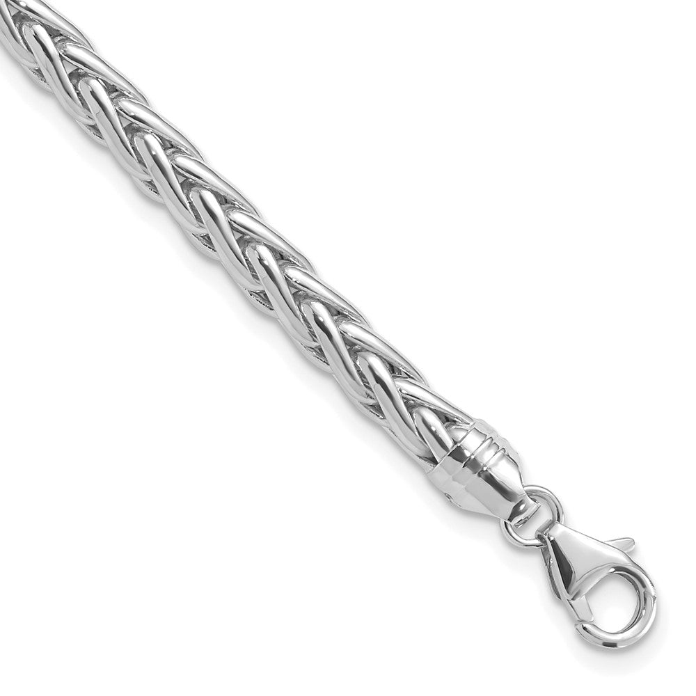 14k White Gold 5 mm White Polished in Wheat Chain Bracelet (8.62 grams)