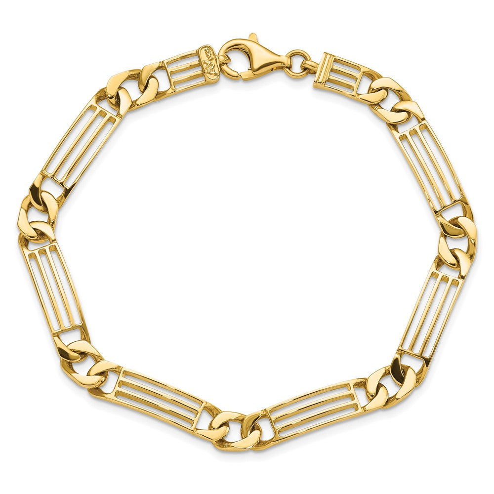 14k Yellow Gold 7 mm Polished Link Bracelet (16.54 grams)