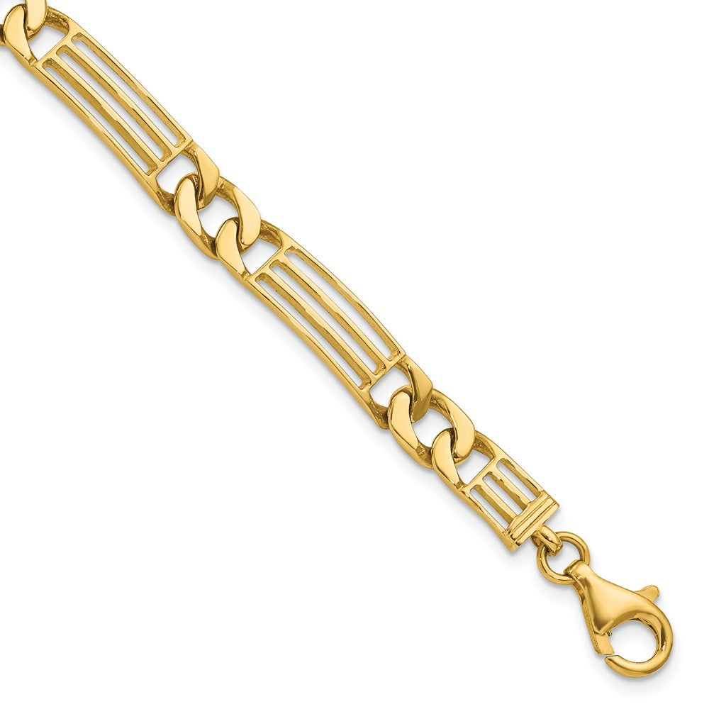 14k Yellow Gold 7 mm Polished Link Bracelet (16.54 grams)