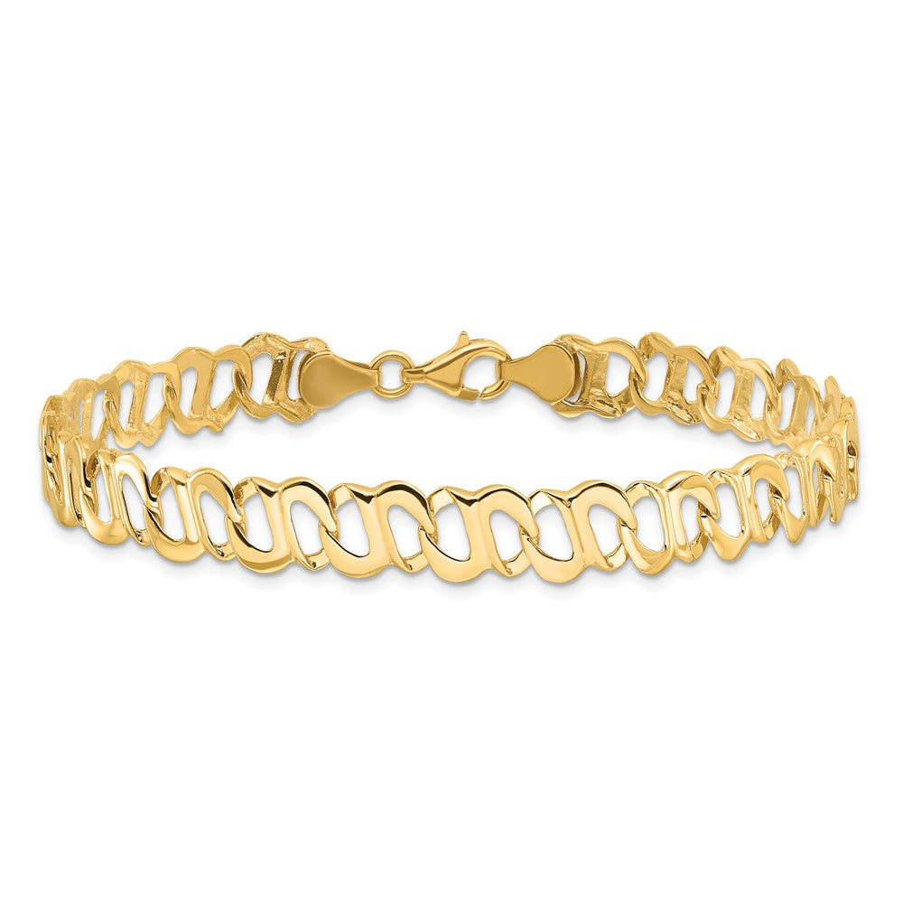 14k Yellow Gold 8 mm Polished Fancy Link Bracelet (10.29 grams)