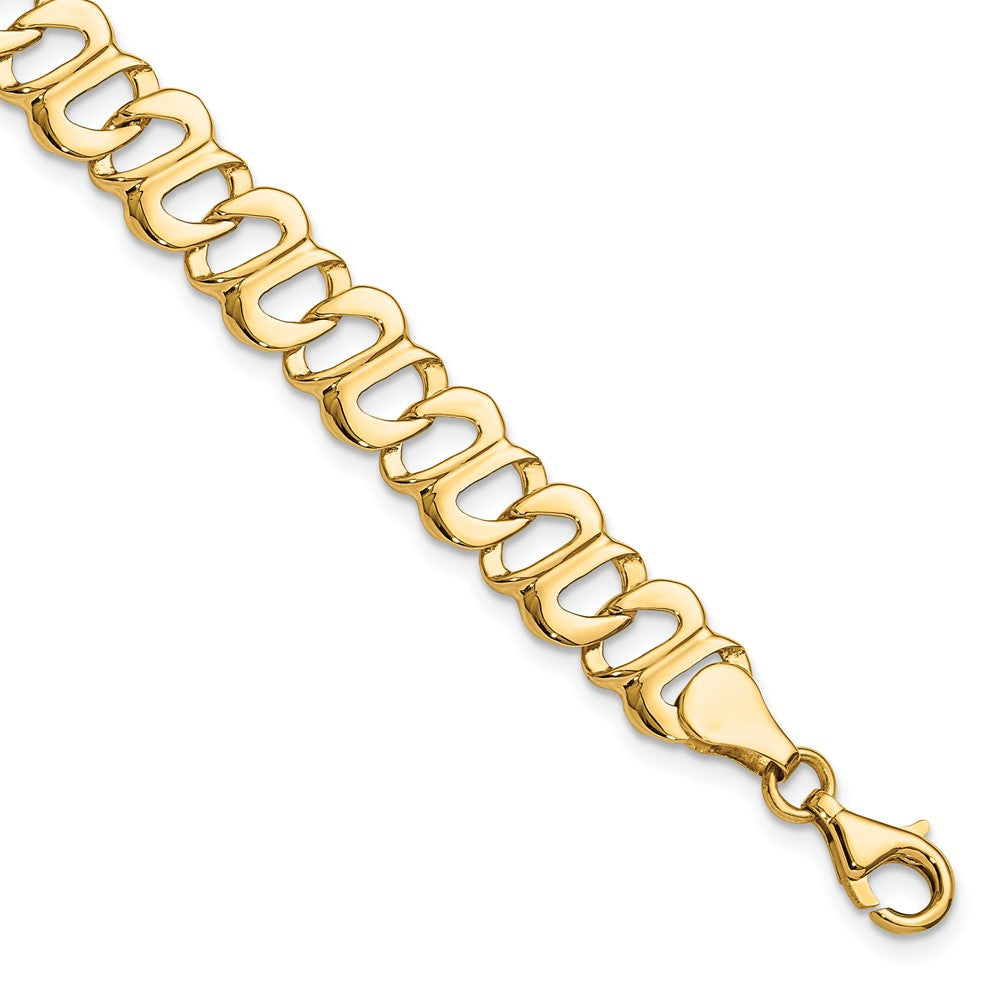 14k Yellow Gold 8 mm Polished Fancy Link Bracelet (10.29 grams)