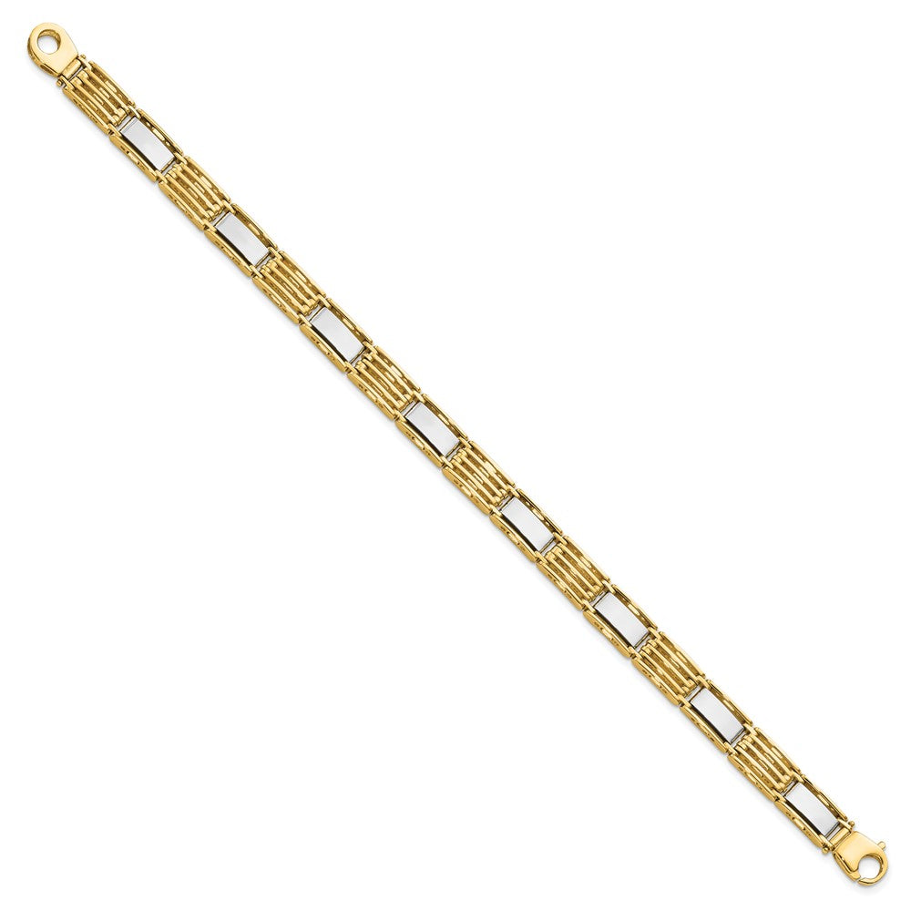 14k Two-tone 7.4 mm High Polished in Mens Link Bracelet (22.11 grams)