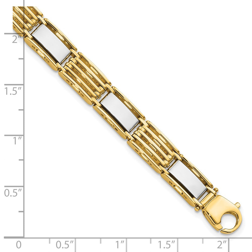 14k Two-tone 7.4 mm High Polished in Mens Link Bracelet (22.11 grams)