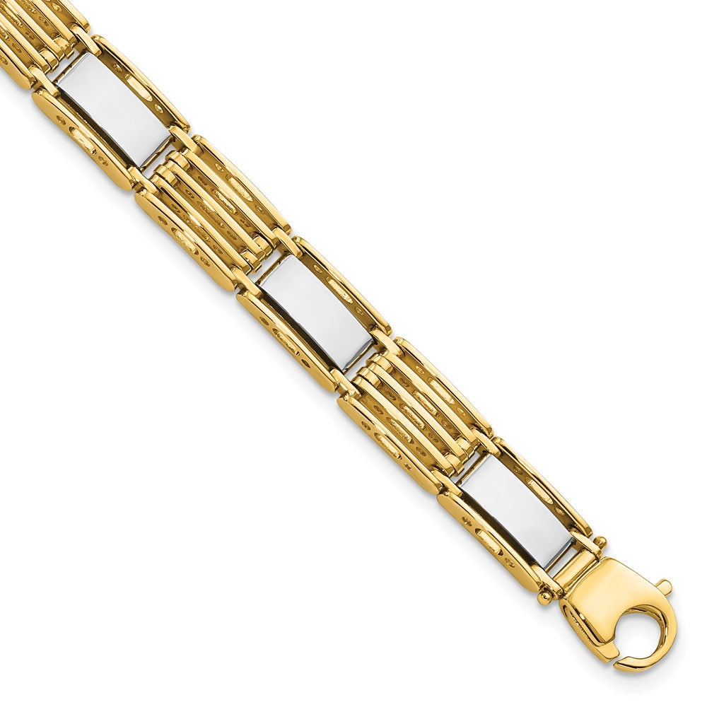 14k Two-tone 7.4 mm High Polished in Mens Link Bracelet (22.11 grams)