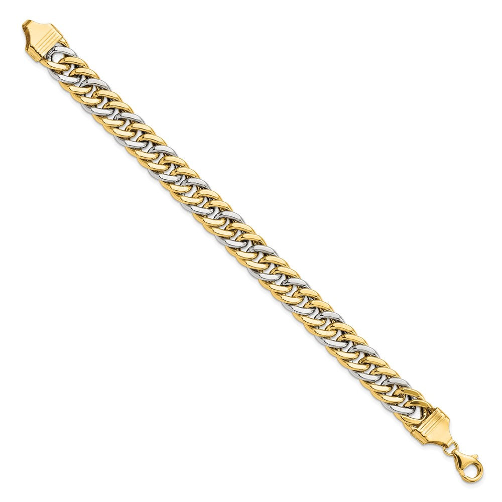 14k Two-tone 10.4 mm inch Curb Link Bracelet (13.72 grams)