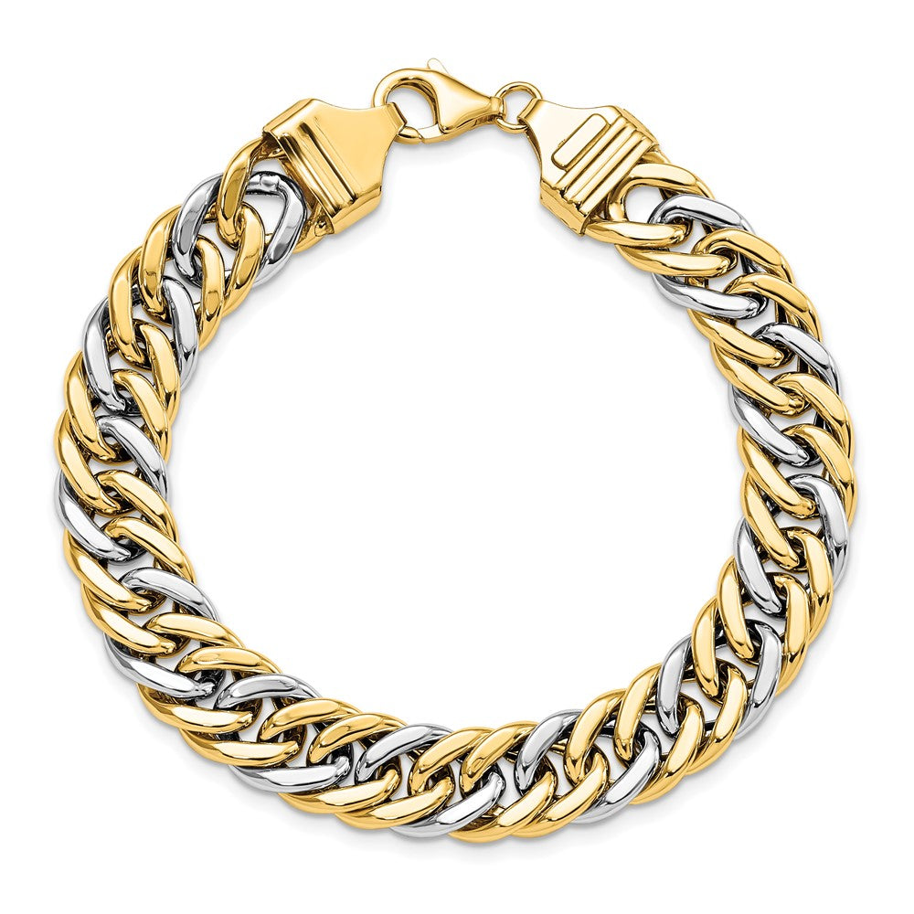 14k Two-tone 10.4 mm inch Curb Link Bracelet (13.72 grams)