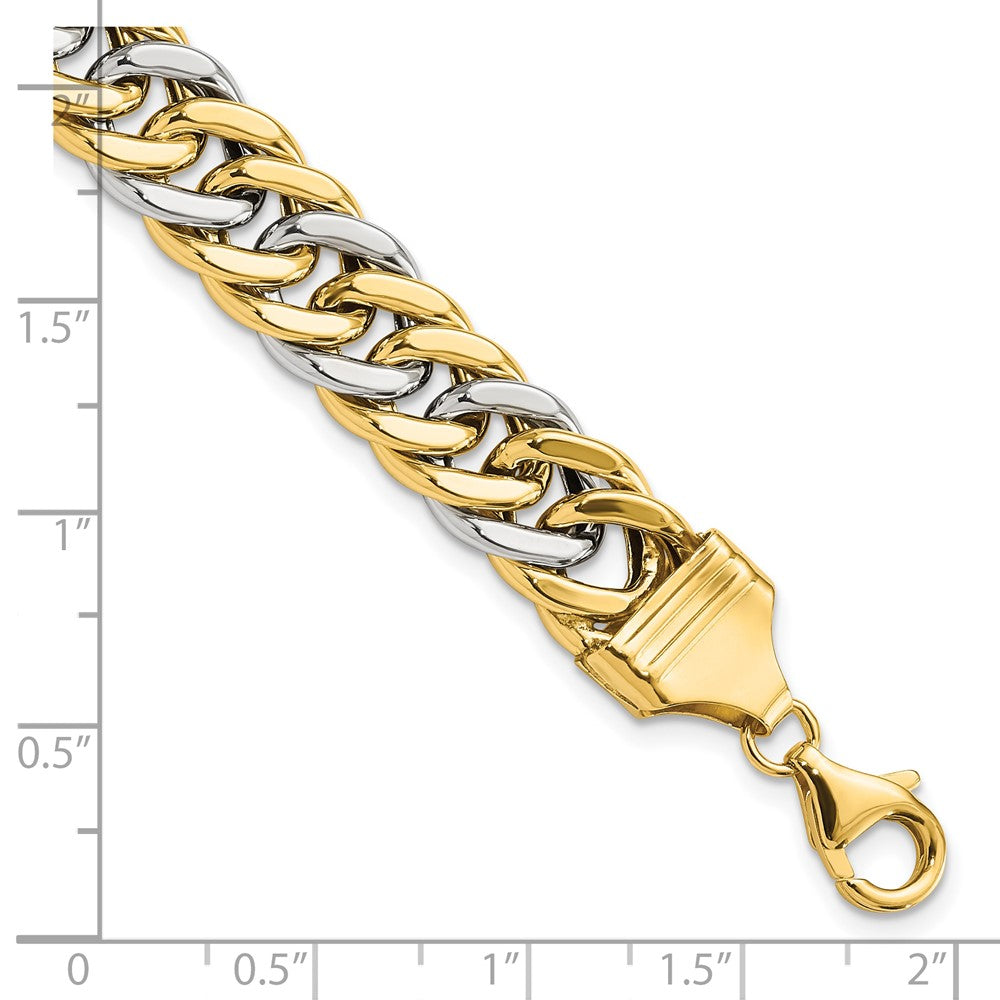 14k Two-tone 10.4 mm inch Curb Link Bracelet (13.72 grams)