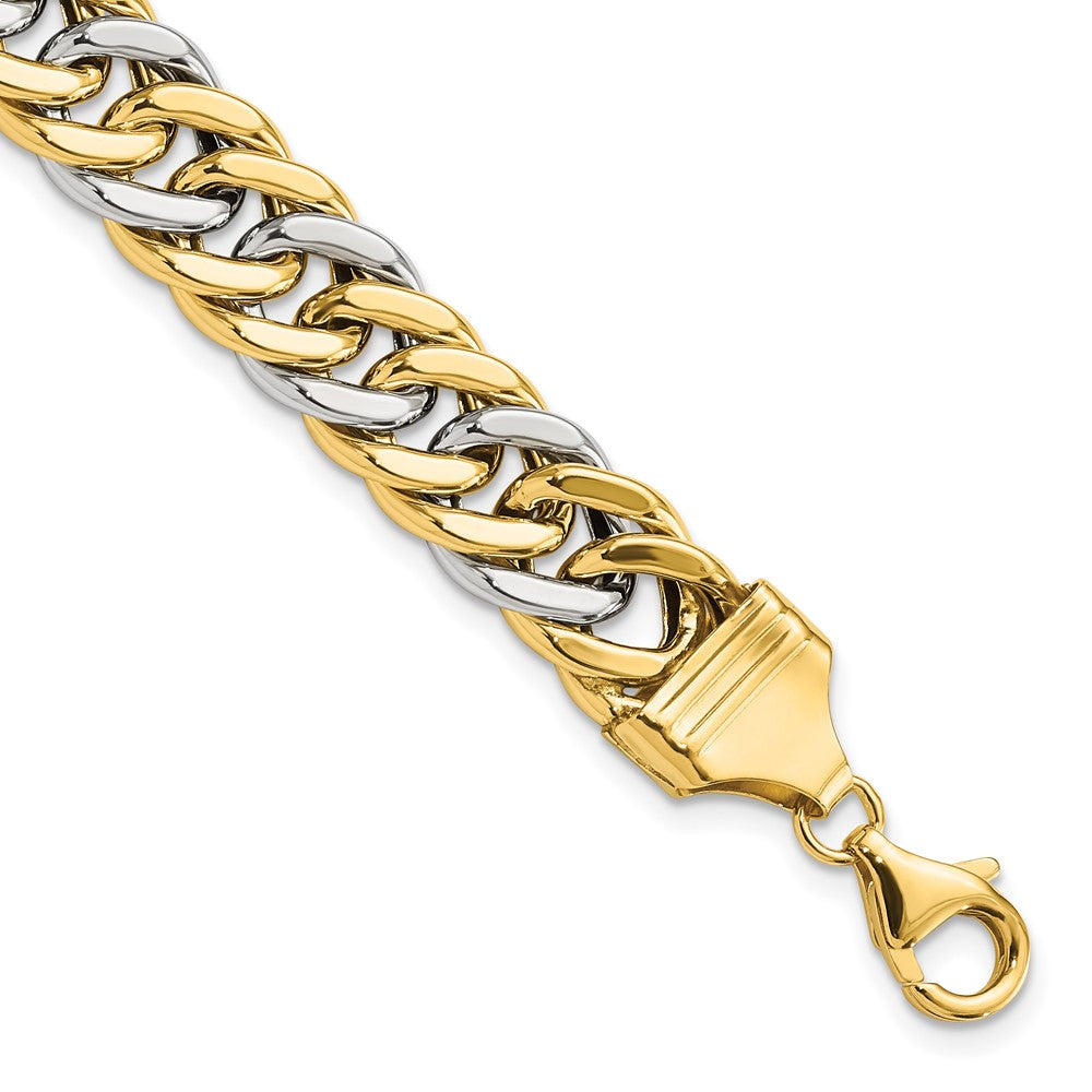 14k Two-tone 10.4 mm inch Curb Link Bracelet (13.72 grams)
