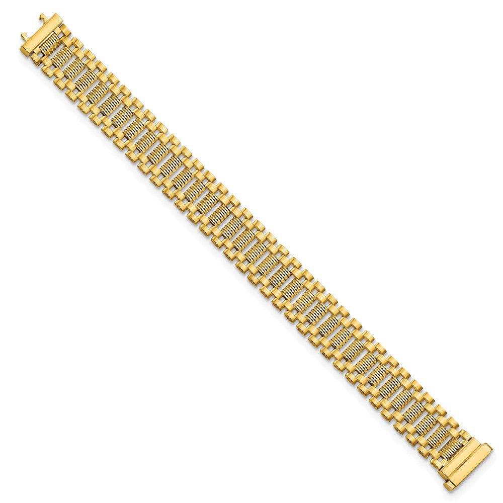 14k Yellow Gold 15.4 mm Polished & D/C Fancy Link Bracelet (17.43 grams)