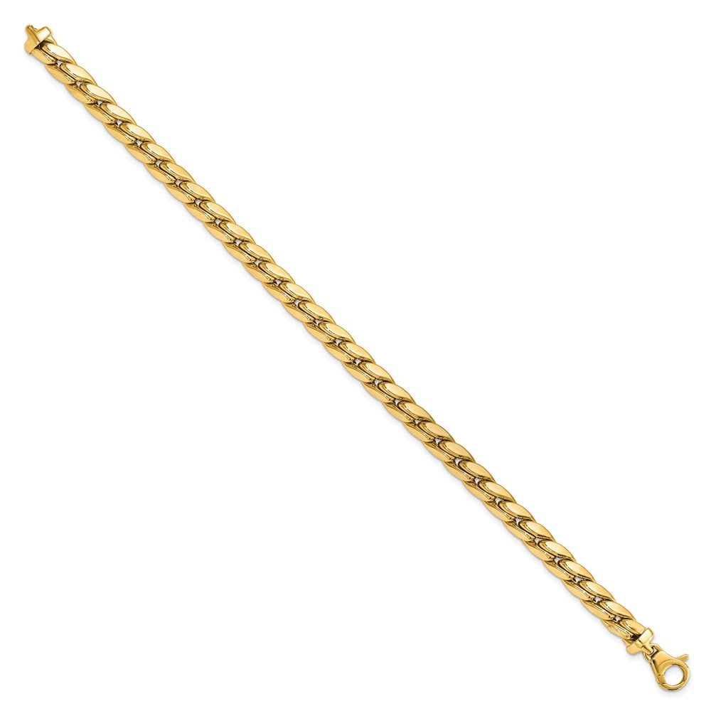 14k Yellow Gold 6.3 mm Polished Fancy Link Men's Bracelet (13.47 grams)