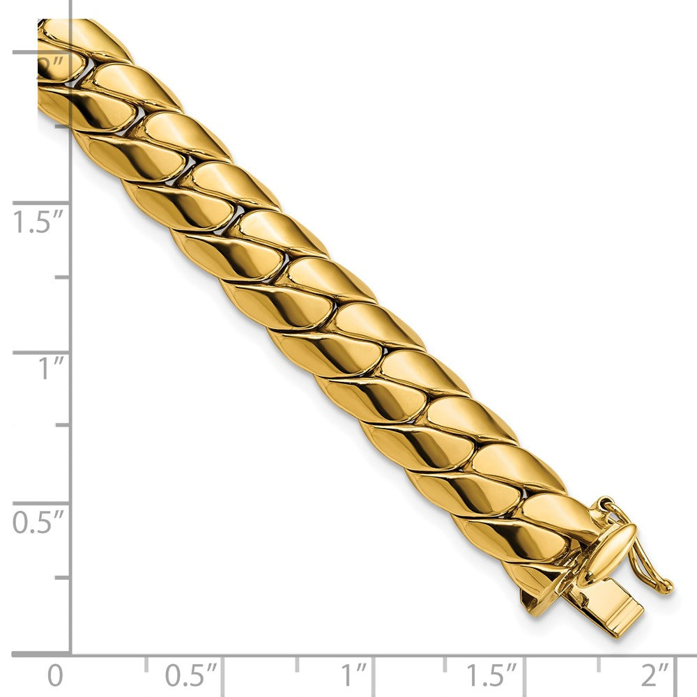 14k Yellow Gold 9.4 mm Polished Fancy Link Men's Bracelet (13.01 grams)