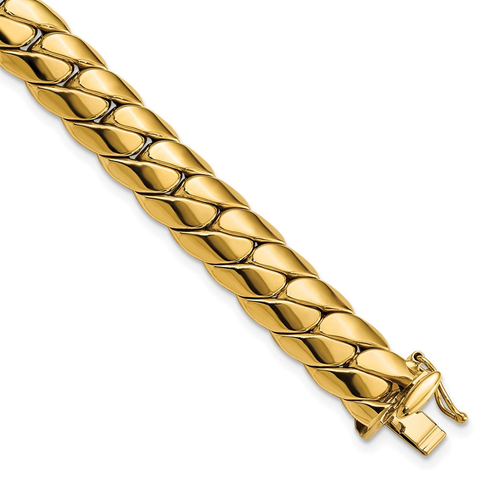 14k Yellow Gold 9.4 mm Polished Fancy Link Men's Bracelet (13.01 grams)