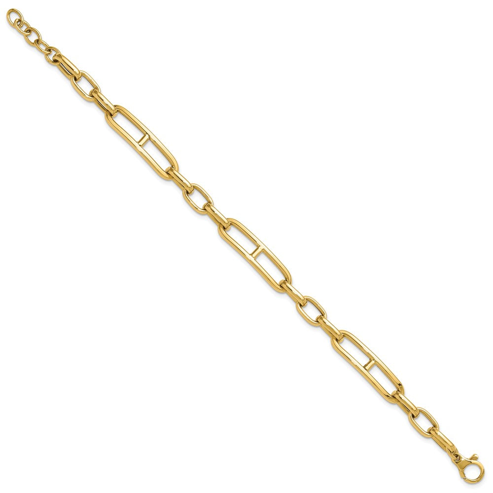 14k Yellow Gold 7.4 mm Fancy Link Bracelet (5.79 grams)