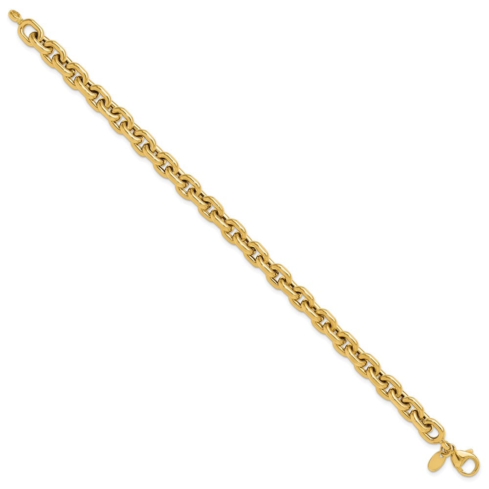 14k Yellow Gold 6.8 mm Polished Fancy Link Bracelet (10 grams)