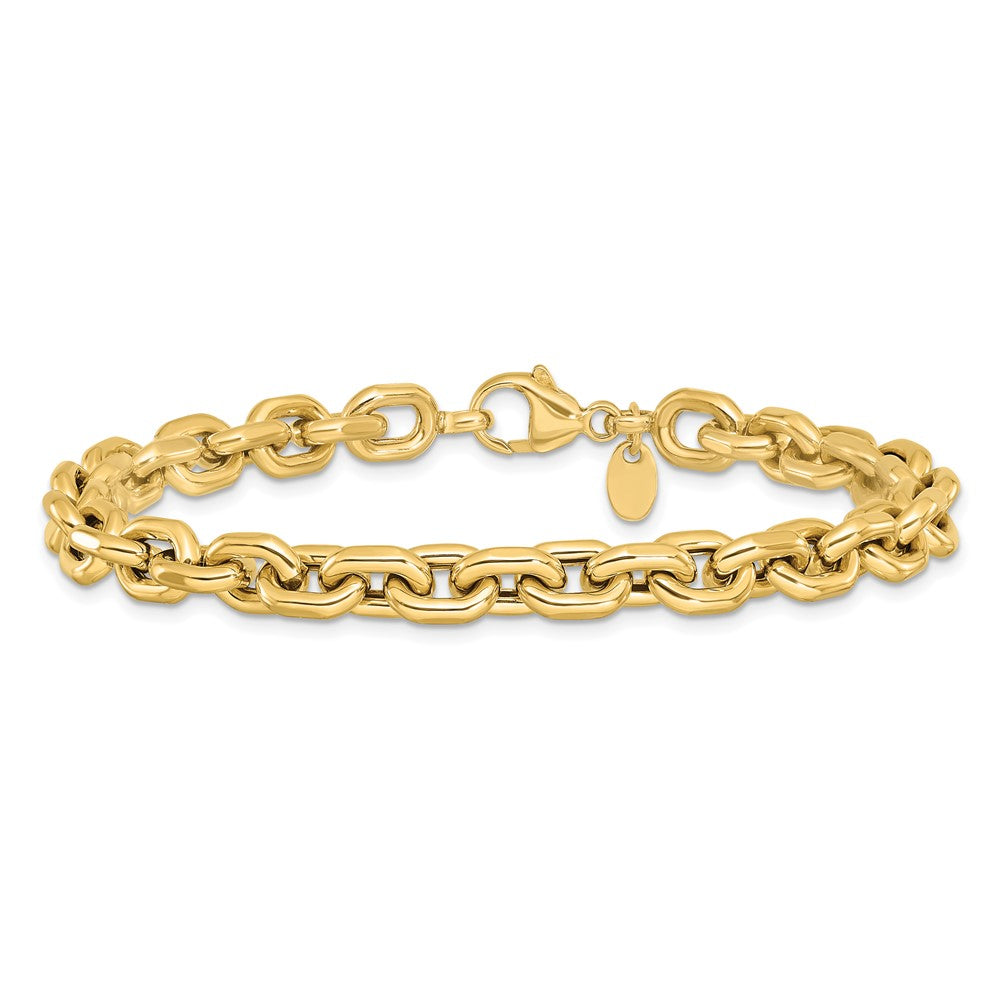 14k Yellow Gold 6.8 mm Polished Fancy Link Bracelet (10 grams)