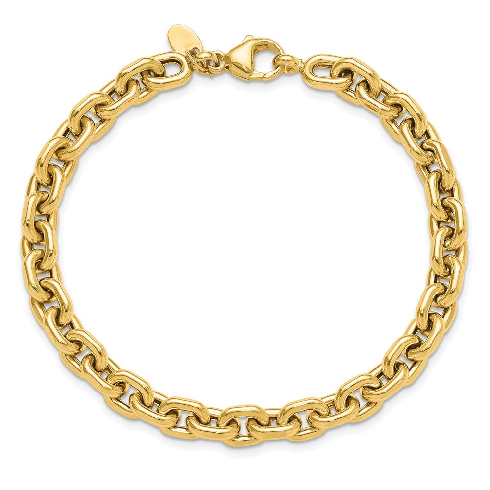 14k Yellow Gold 6.8 mm Polished Fancy Link Bracelet (10 grams)