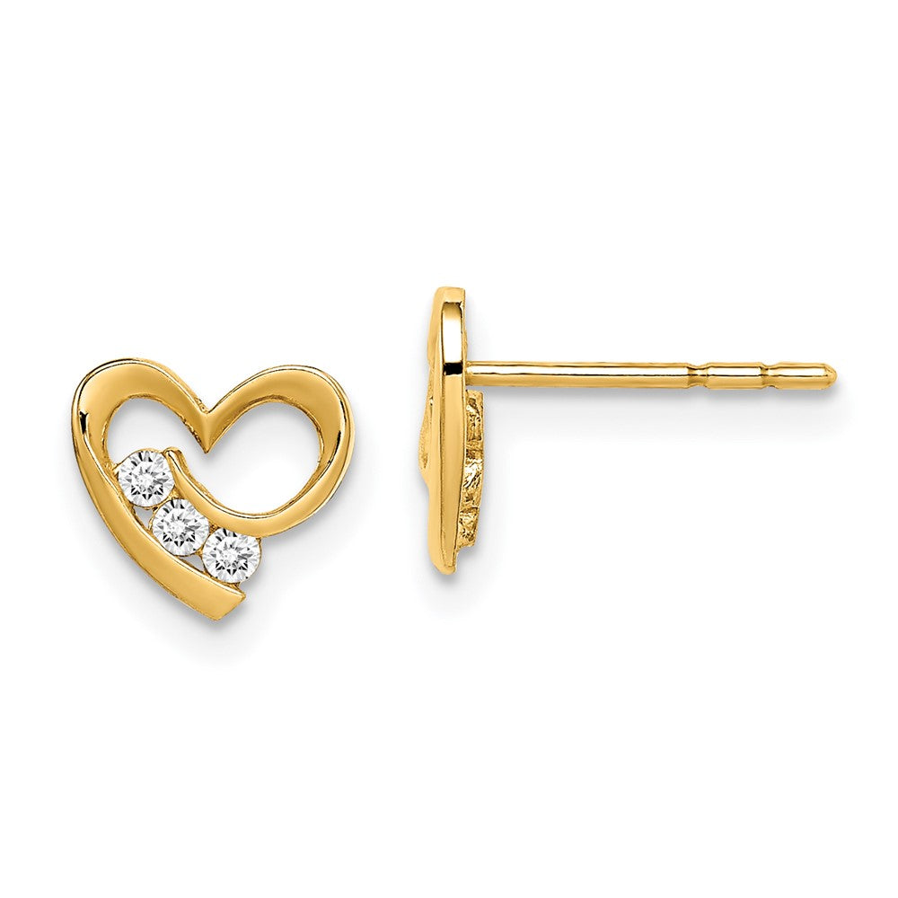 14k Madi K CZ Heart Post Earrings (0.52 grams)