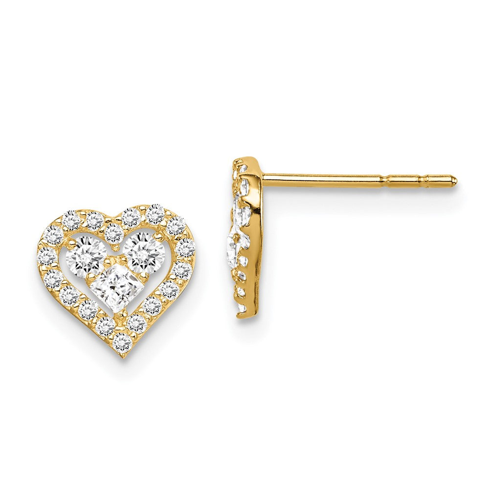 14k Madi K CZ Heart Post Earrings (0.64 grams)