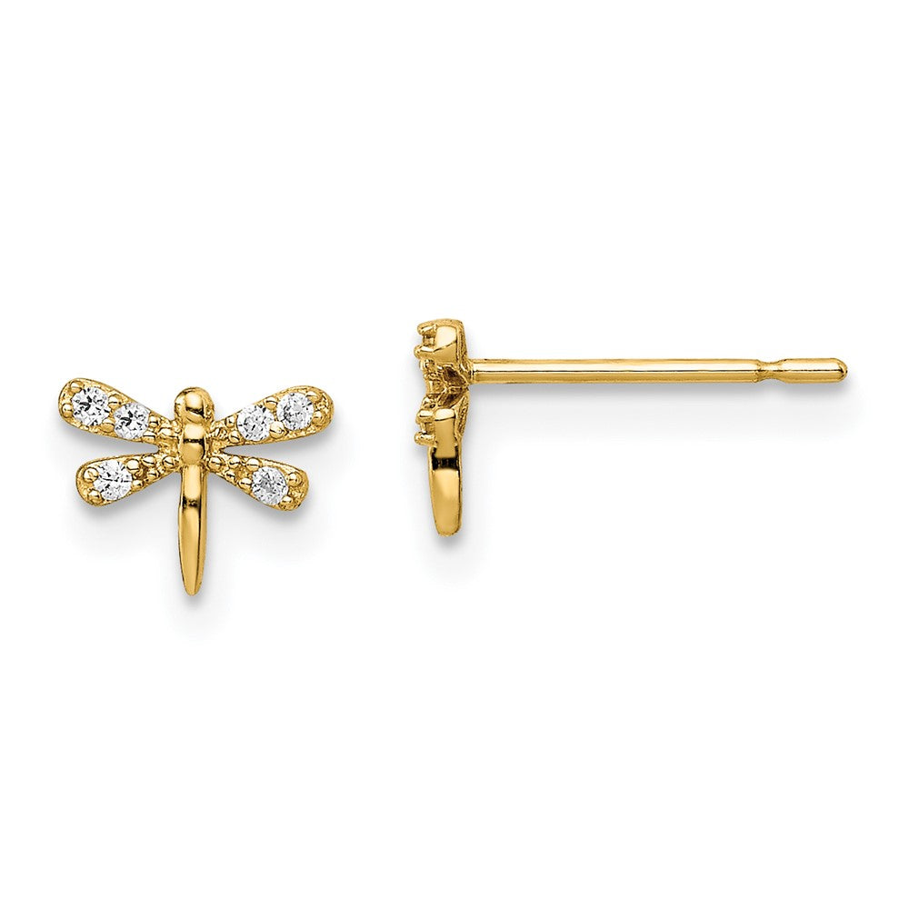 14k Madi K CZ Dragonfly Post Earrings (0.54 grams)