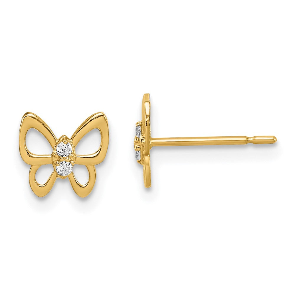 14k Madi K Butterfly CZ Stud Earrings (0.45 grams)