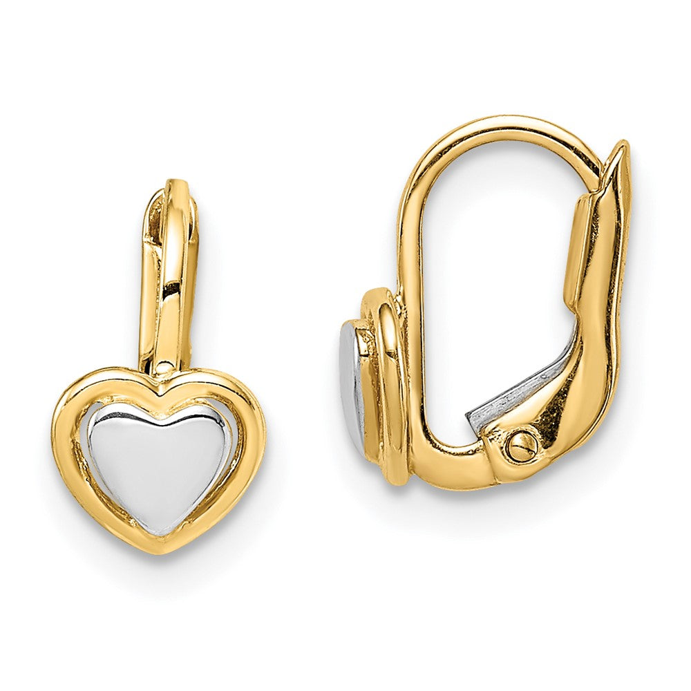 14k Madi K Two-Tone Children's Heart Hoop Earrings (1.23 grams)