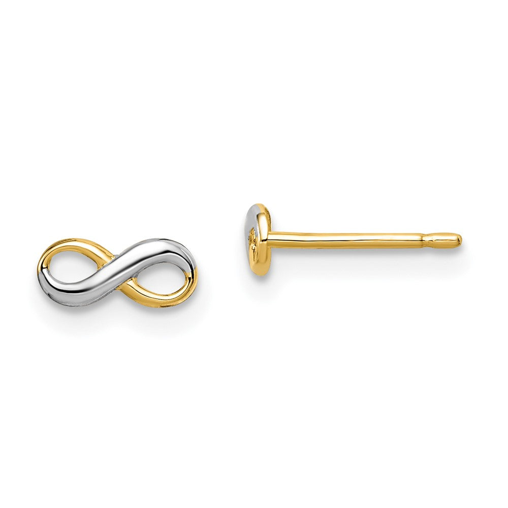 14k w/Rhodium Madi K Infinity Post Earrings (0.33 grams)