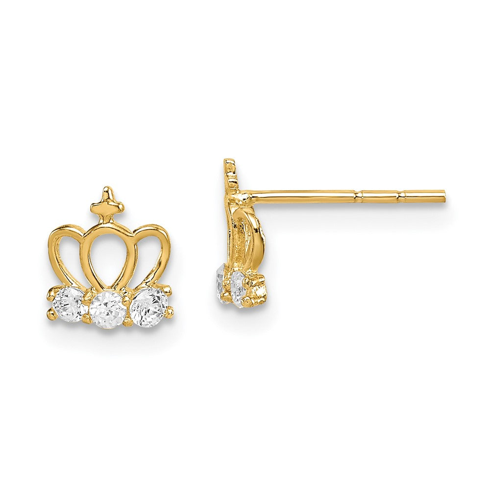 14k Madi K CZ Crown Post Earrings (0.39 grams)