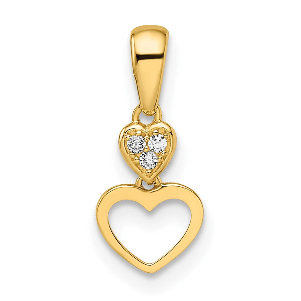 14k Madi K CZ Hearts Dangle Pendant (0.2 grams)