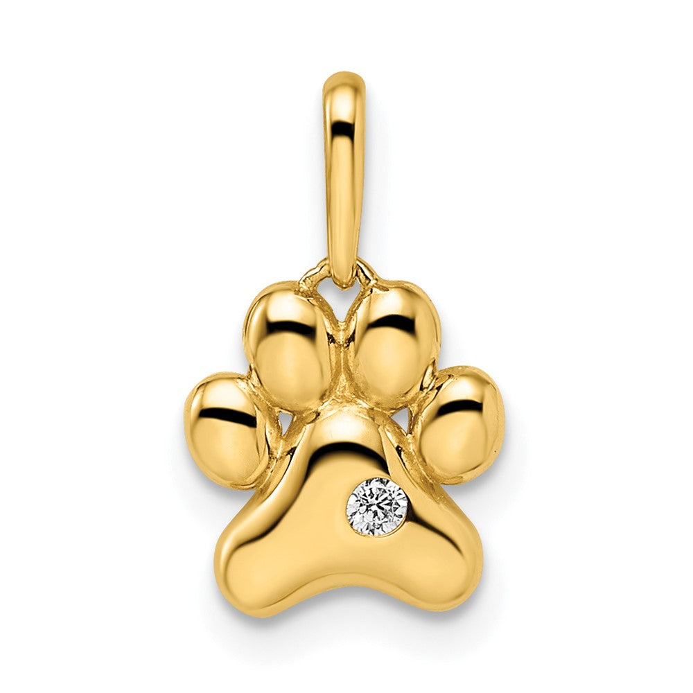14k Madi K CZ Paw Print Pendant (0.6 grams)