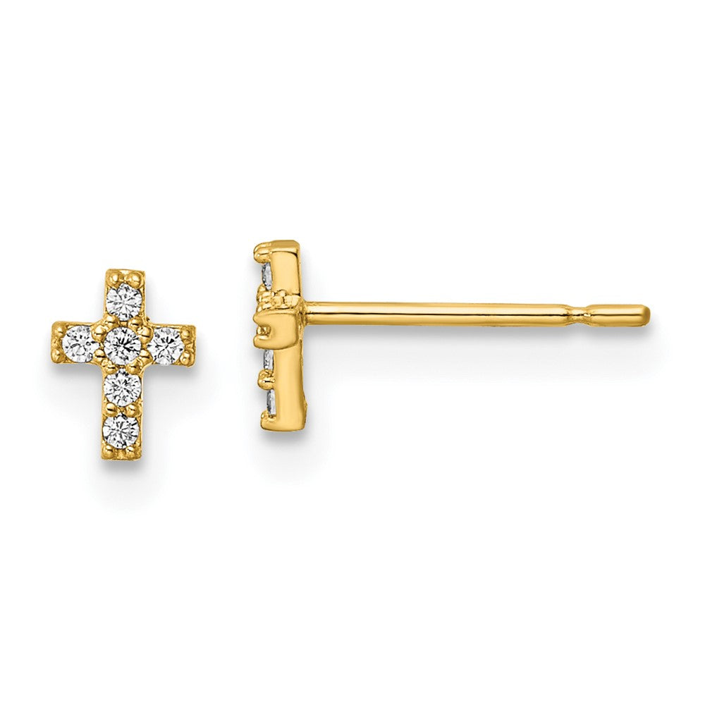 14k Madi K CZ Cross Post Earrings (0.3 grams)