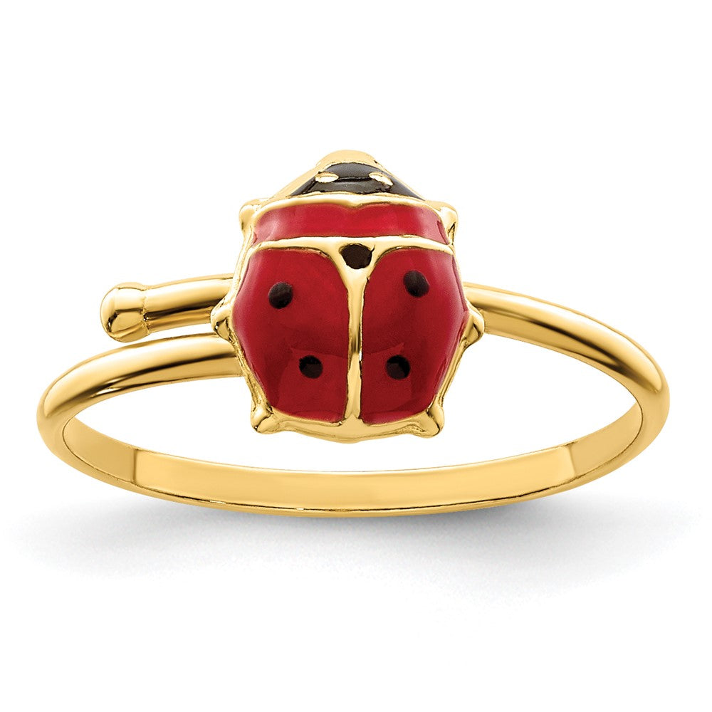 14k Polished Enameled Madi K Ladybug Adjustable Ring (0.59 grams)