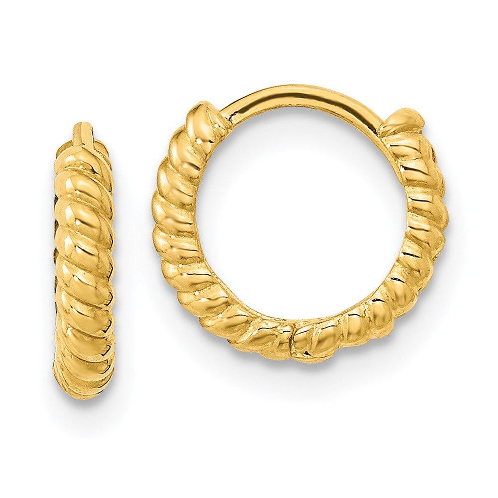 14K Madi K Polished Textured Hoop Earrings (1.13 grams)