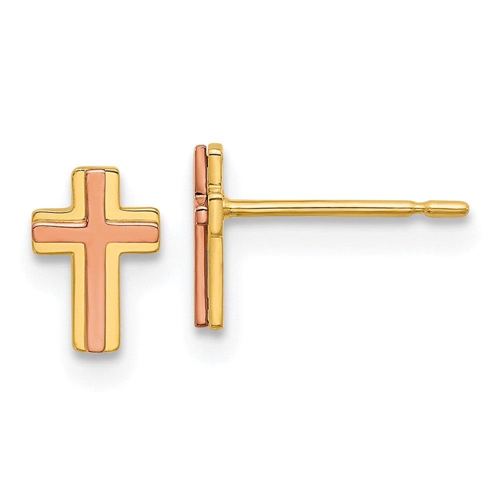 14k Madi K Two-tone Cross Post Earrings (0.58 grams)