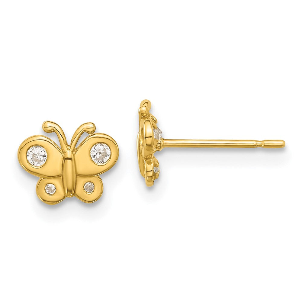 14k Madi K Polished CZ Butterfly Post Earrings (0.77 grams)
