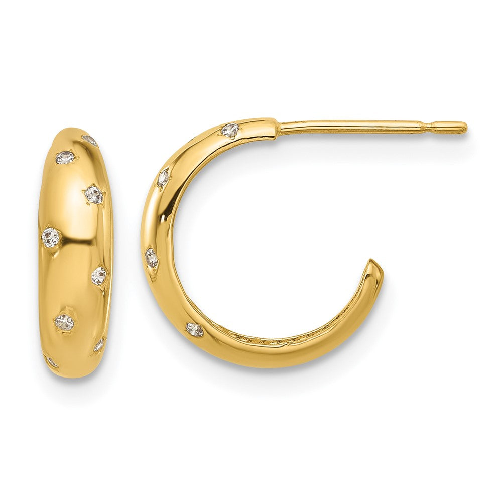 14k Madi K Polished CZ Post Hoop Earrings (1.22 grams)