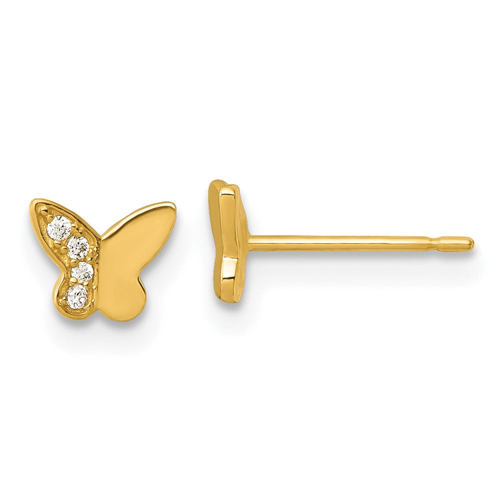 14k Madi K Polished CZ Butterfly Post Earrings (0.49 grams)
