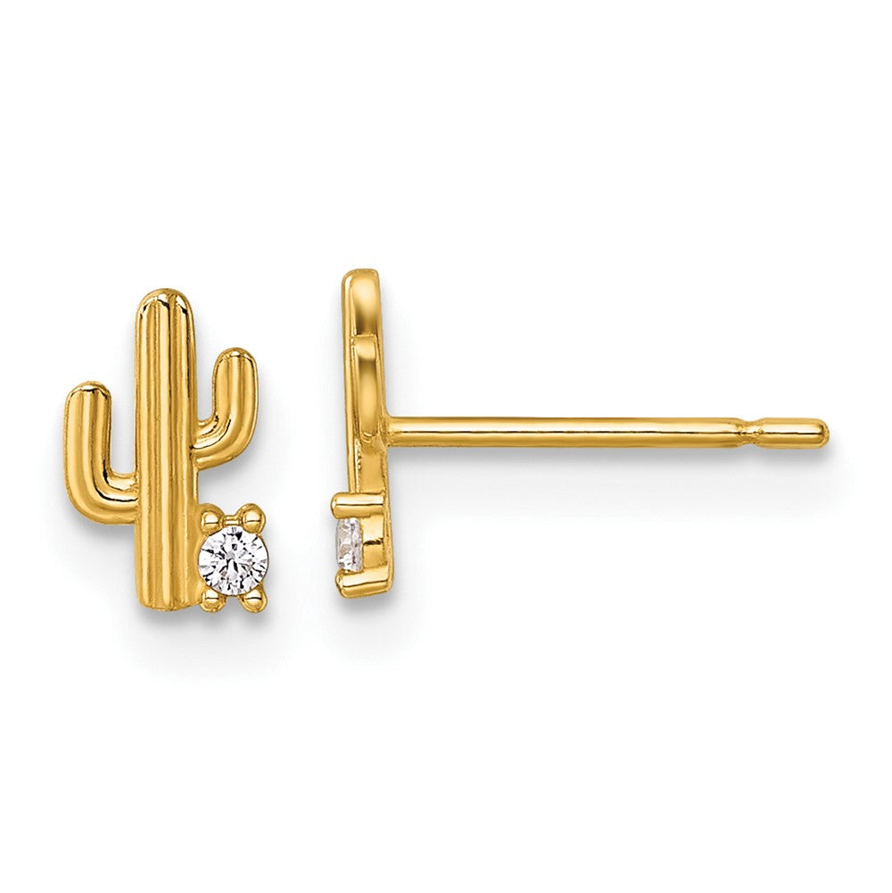 14k Madi K Polished CZ Cactus Post Earrings (0.49 grams)