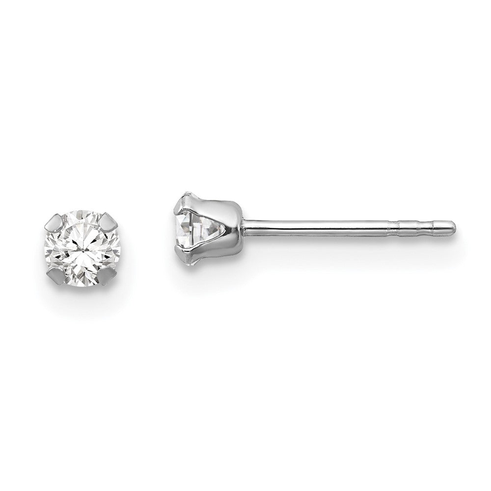 14k White Gold Madi K 3MM CZ Earrings (0.25 grams)