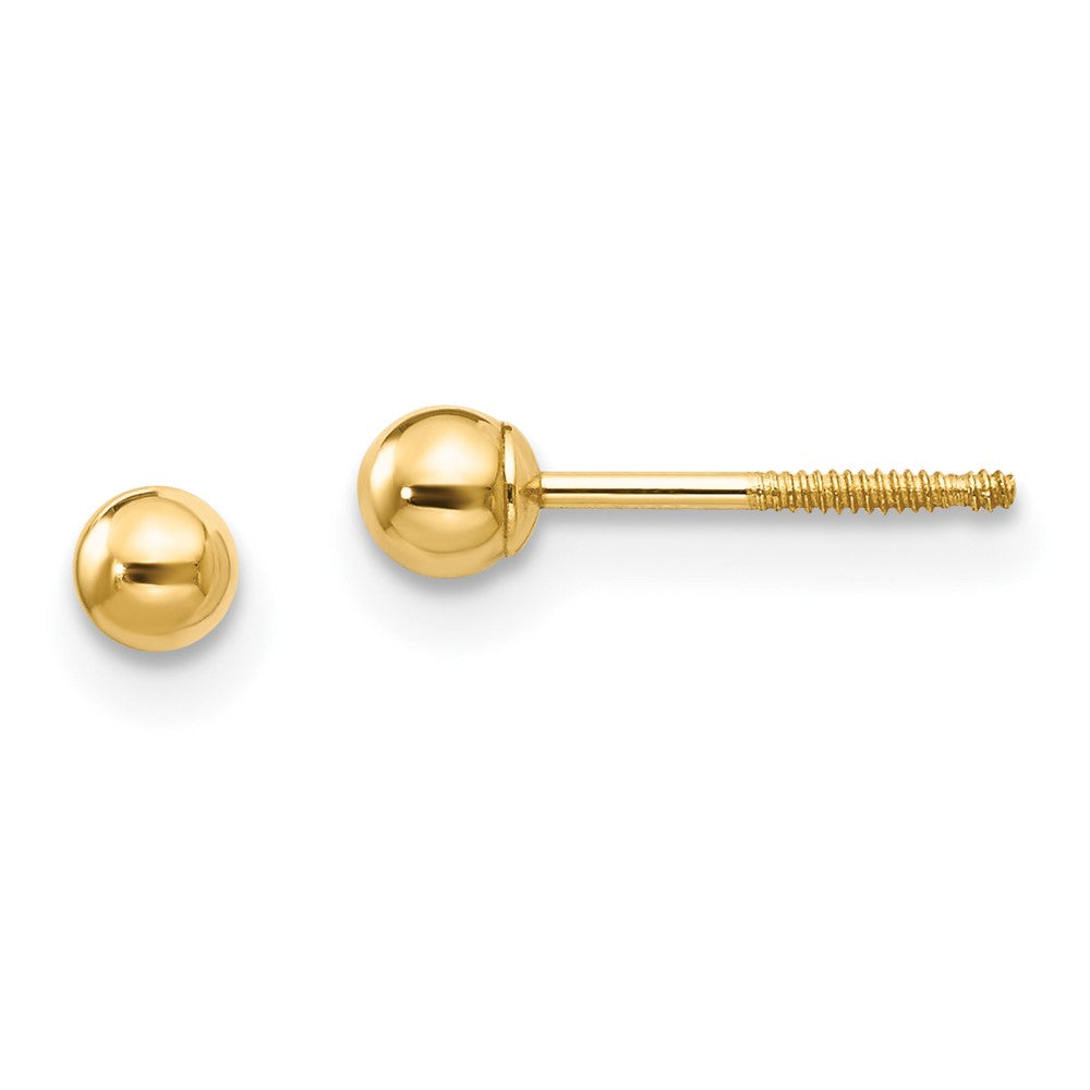 14k Madi K 3mm Ball Push On and Screw Off Screwback Earrings (0.2 grams)