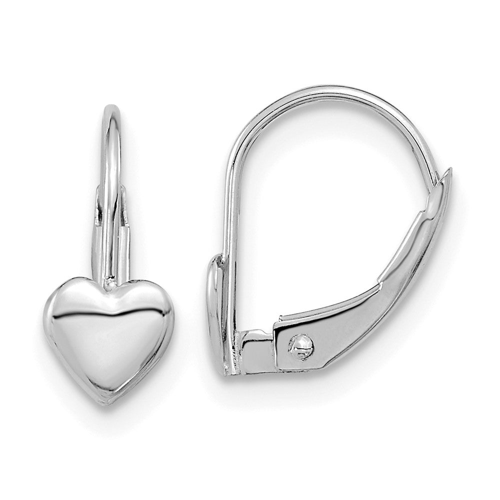 14k White Gold Madi K Heart Leverback Earrings (0.56 grams)