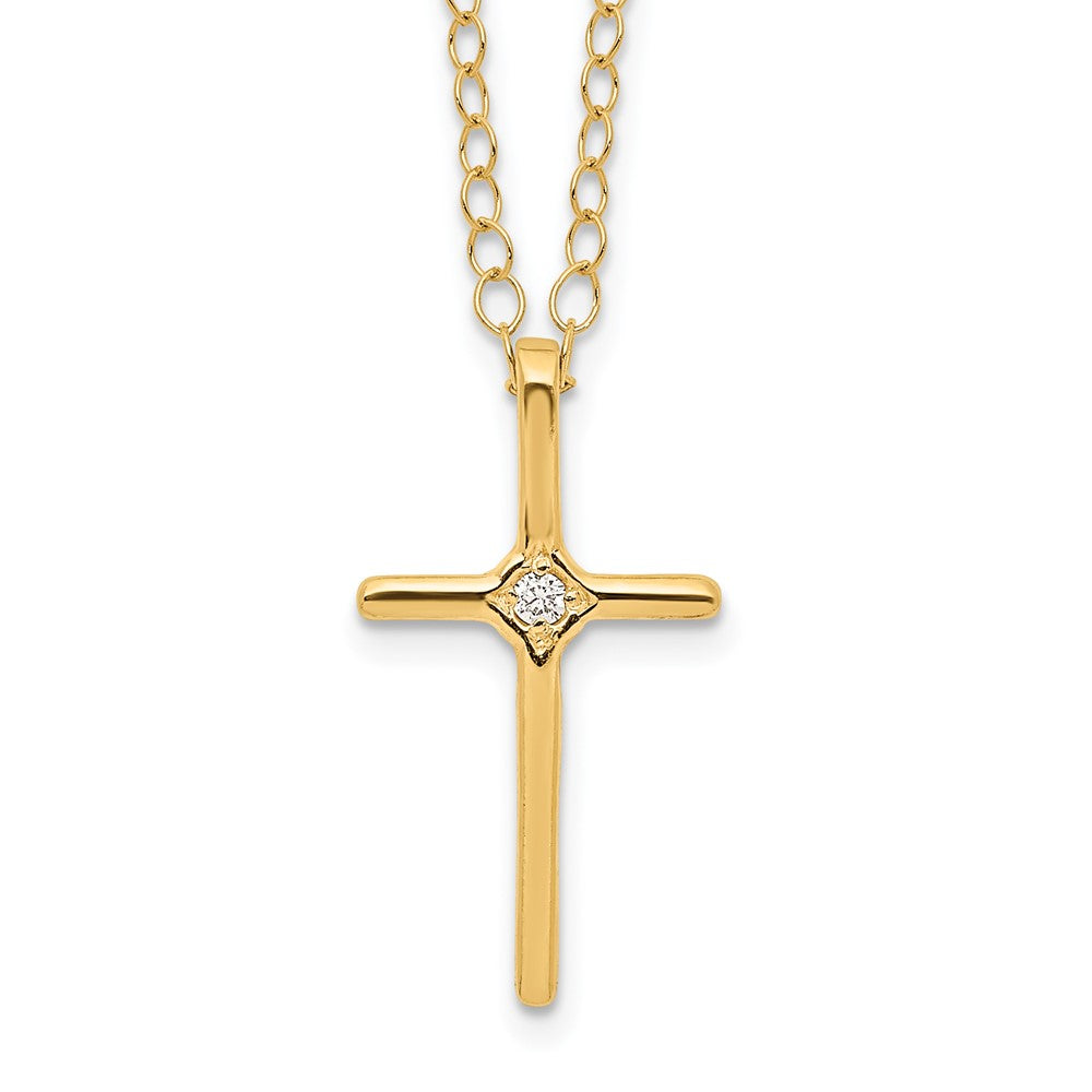 14k Madi K .01ct Diamond Cross Necklace (0.68 grams)