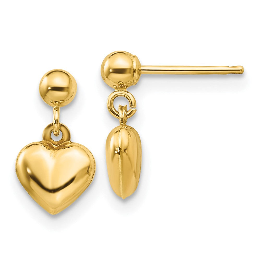 14k Madi K Puffed Heart Post Dangle Earrings (0.34 grams)