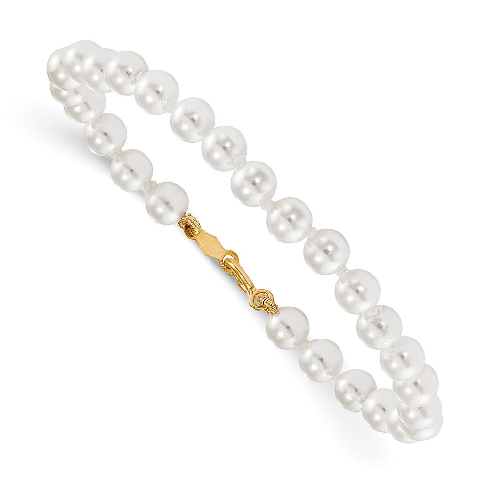 14k Madi K 4.5mm-5.5mm White Imitation Shell Pearl Bracelet (0.1 grams)