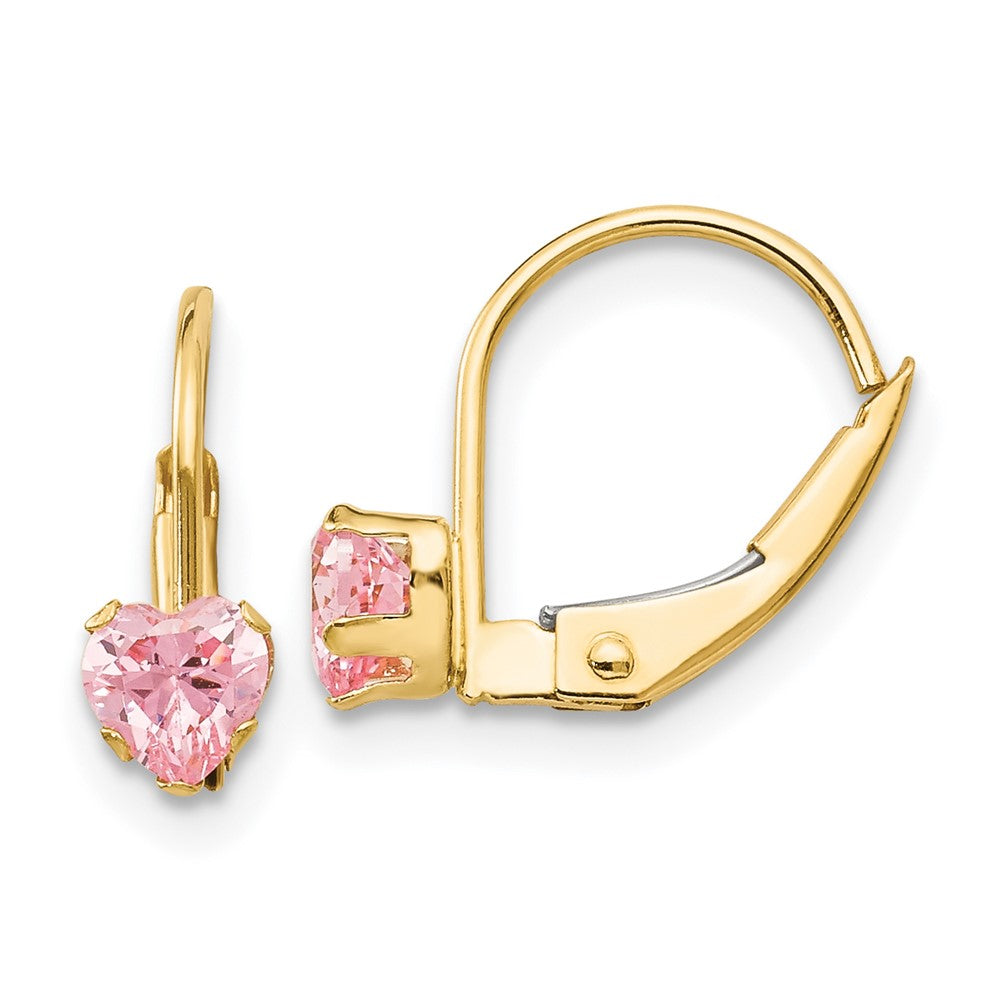 14k Madi K Leverback 4mm Pink CZ Earrings (0.56 grams)