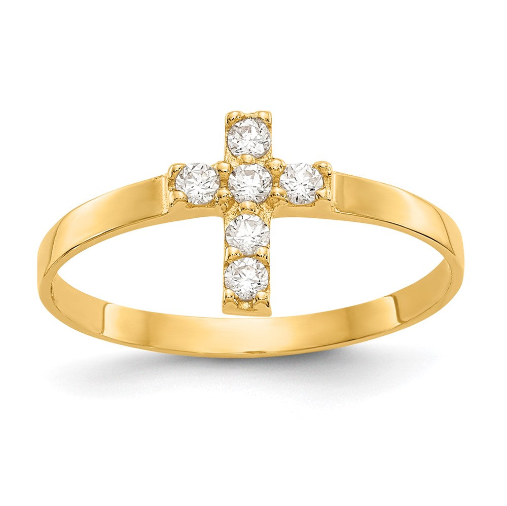 14k Madi K CZ Cross Baby Ring (0.6 grams)