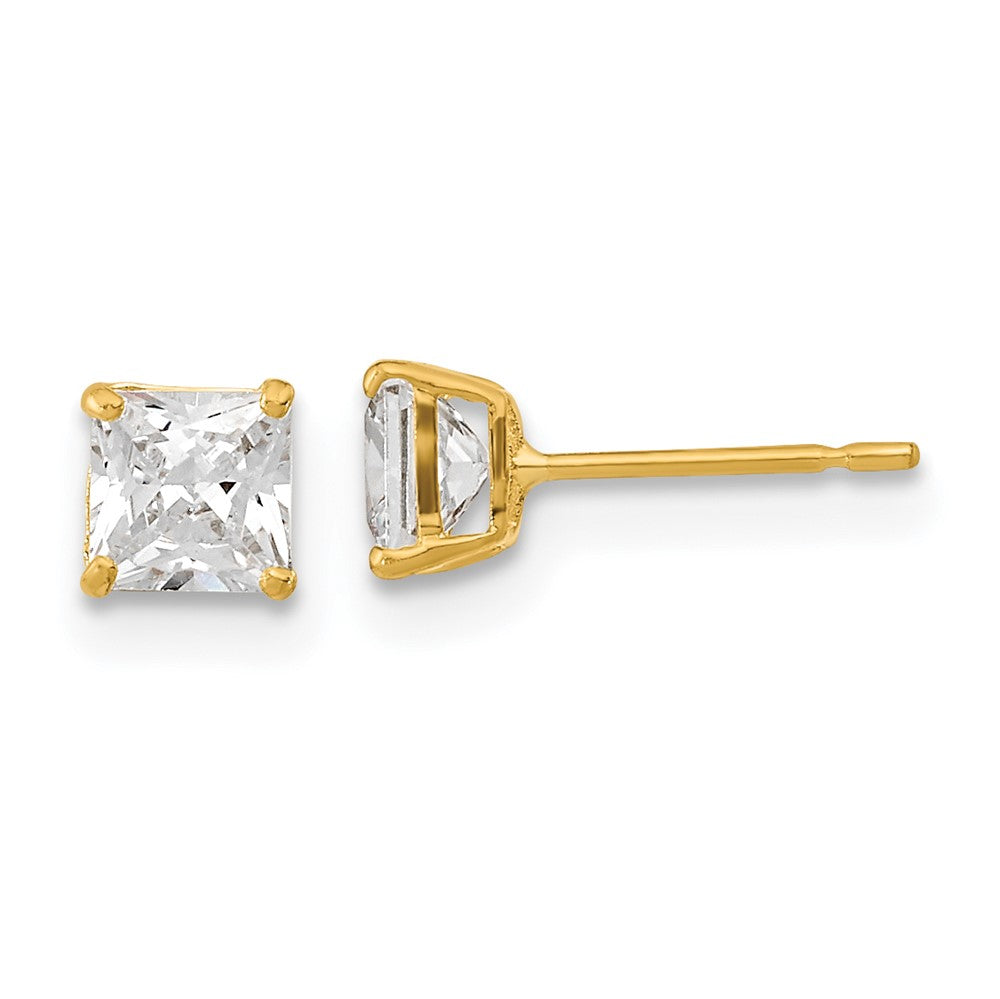 14k Madi K 4mm Square CZ Basket Set Stud Earrings (0.38 grams)