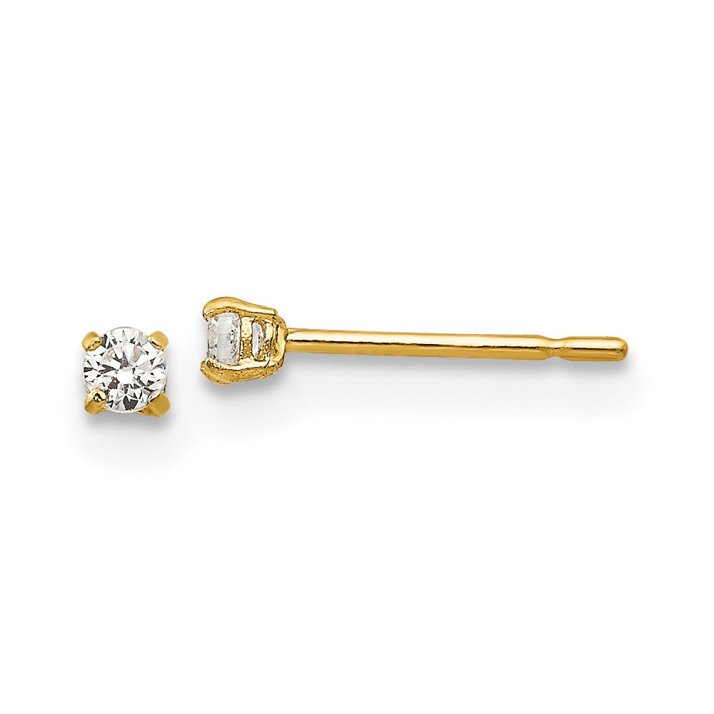 14k Madi K 2mm Round CZ Basket Set Stud Earrings (0.11 grams)