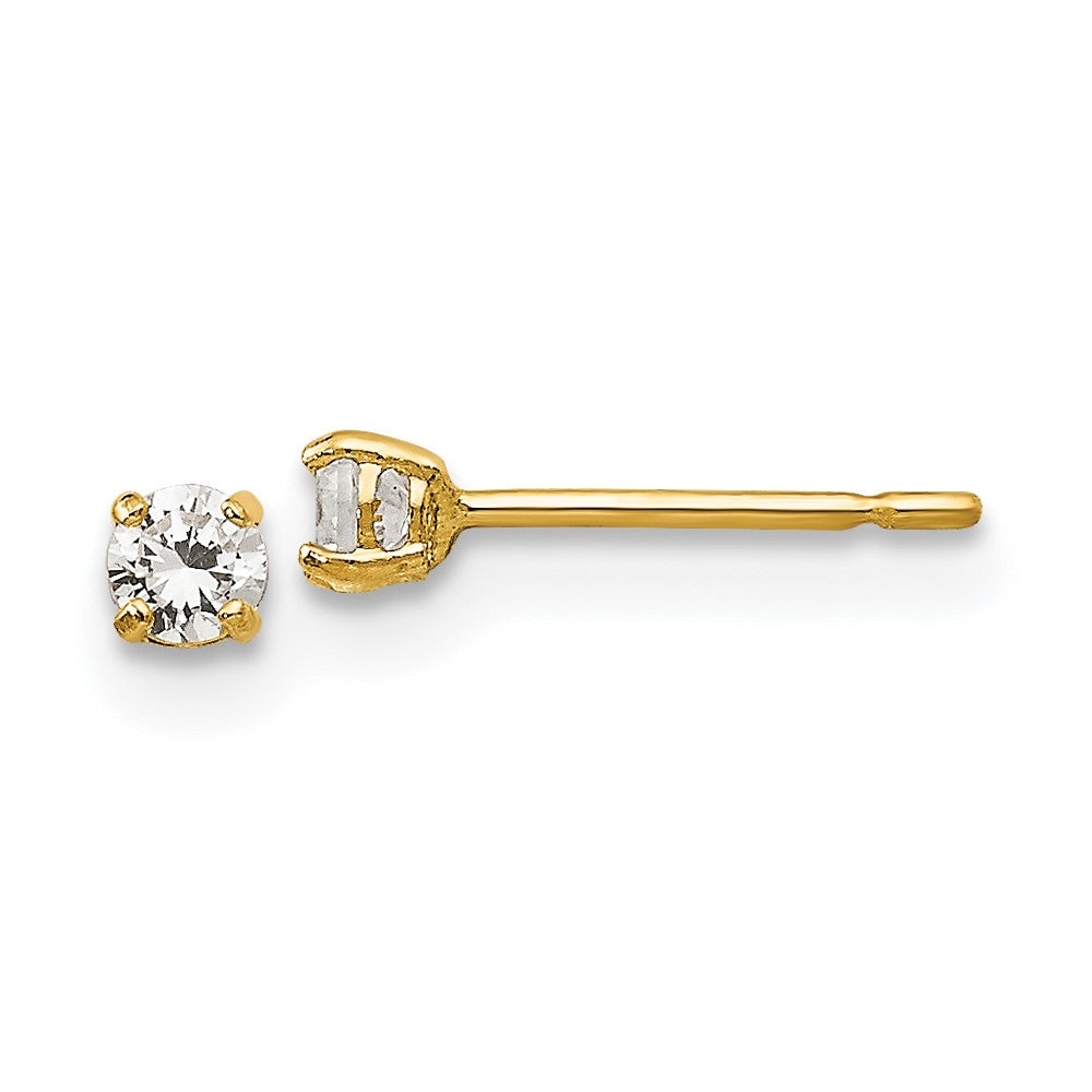 14k Madi K 2.5mm Round CZ Basket Set Stud Earrings (0.14 grams)